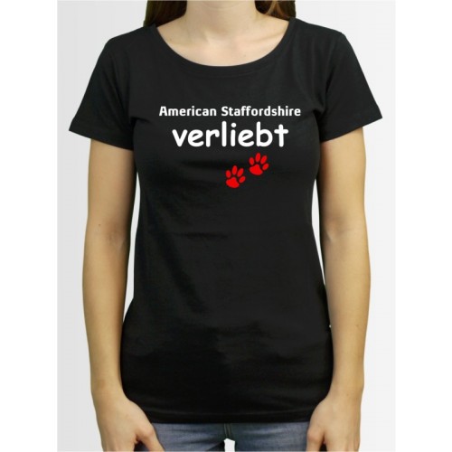 "American Staffordshire verliebt" Damen T-Shirt