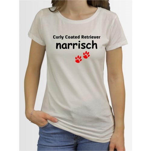"Curly Coated Retriever narrisch" Damen T-Shirt